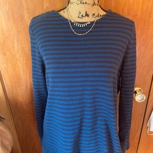 J JILL Blue and Black Striped Long Sleeve Top